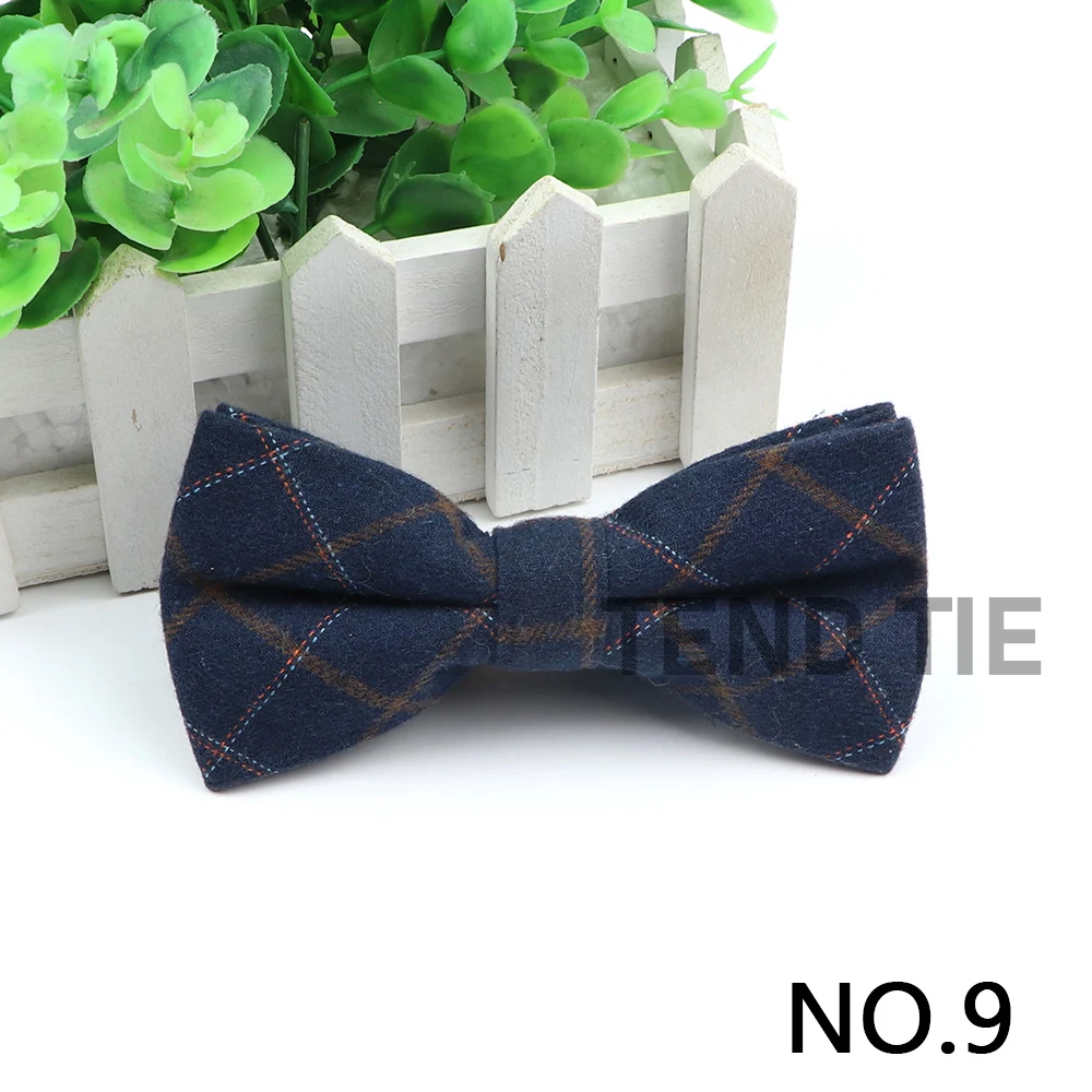 Gentlemen Cotton Bowtie Wedding Business Bow Tie For Man England Plaid Striped Dark Color Neck Ties Women Skinny Gravatas Cravat