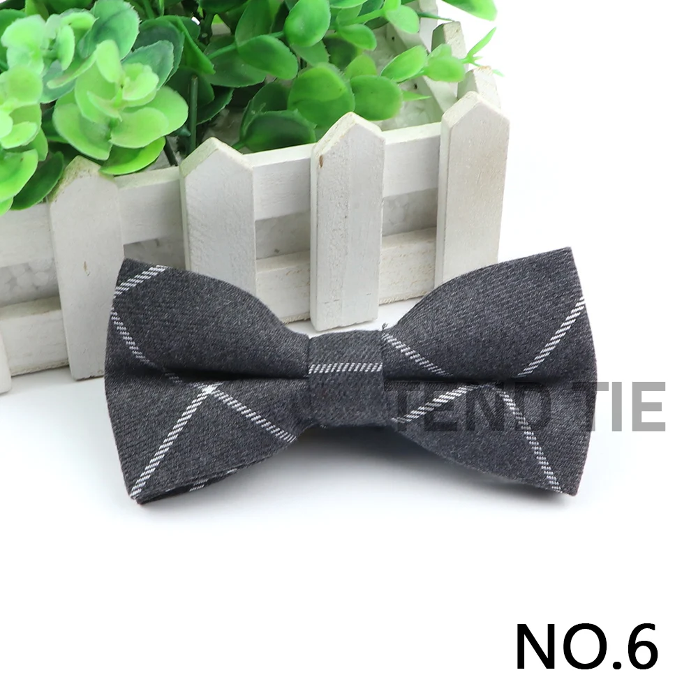 Gentlemen Cotton Bowtie Wedding Business Bow Tie For Man England Plaid Striped Dark Color Neck Ties Women Skinny Gravatas Cravat