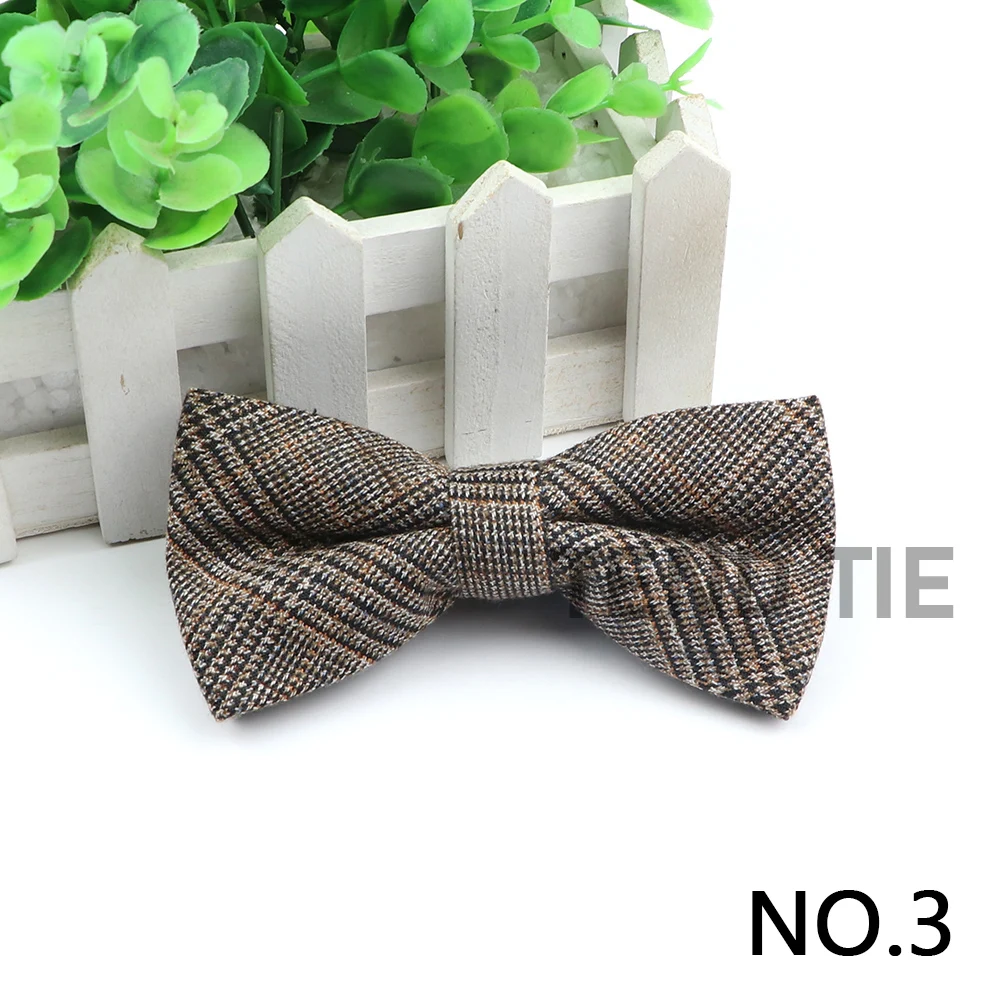 Gentlemen Cotton Bowtie Wedding Business Bow Tie For Man England Plaid Striped Dark Color Neck Ties Women Skinny Gravatas Cravat