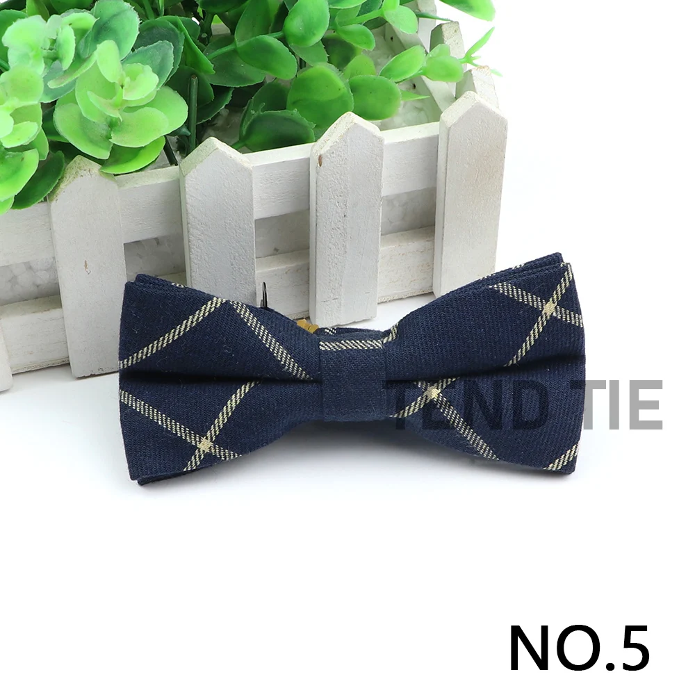 Gentlemen Cotton Bowtie Wedding Business Bow Tie For Man England Plaid Striped Dark Color Neck Ties Women Skinny Gravatas Cravat