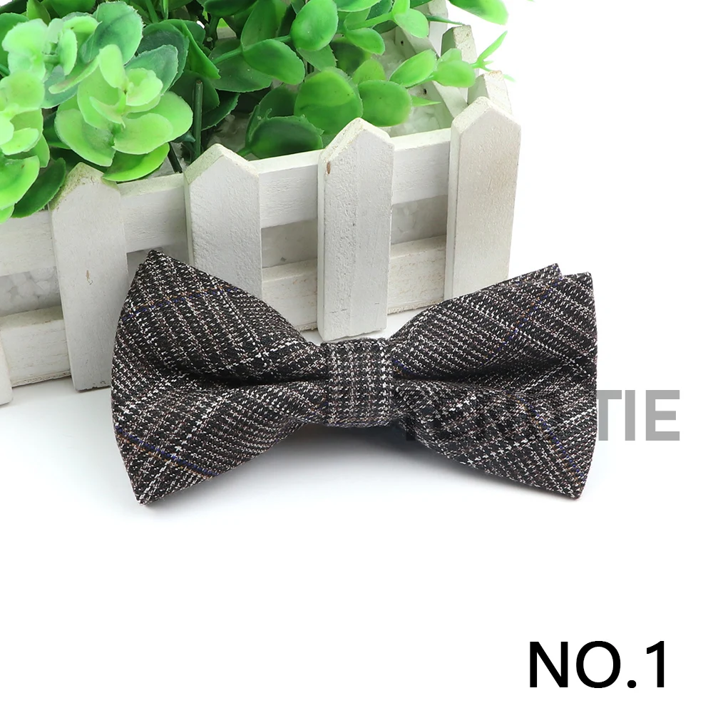 Gentlemen Cotton Bowtie Wedding Business Bow Tie For Man England Plaid Striped Dark Color Neck Ties Women Skinny Gravatas Cravat