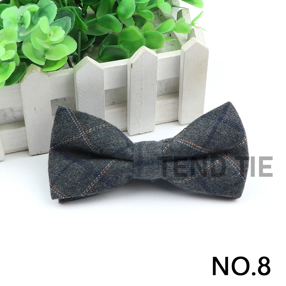 Gentlemen Cotton Bowtie Wedding Business Bow Tie For Man England Plaid Striped Dark Color Neck Ties Women Skinny Gravatas Cravat