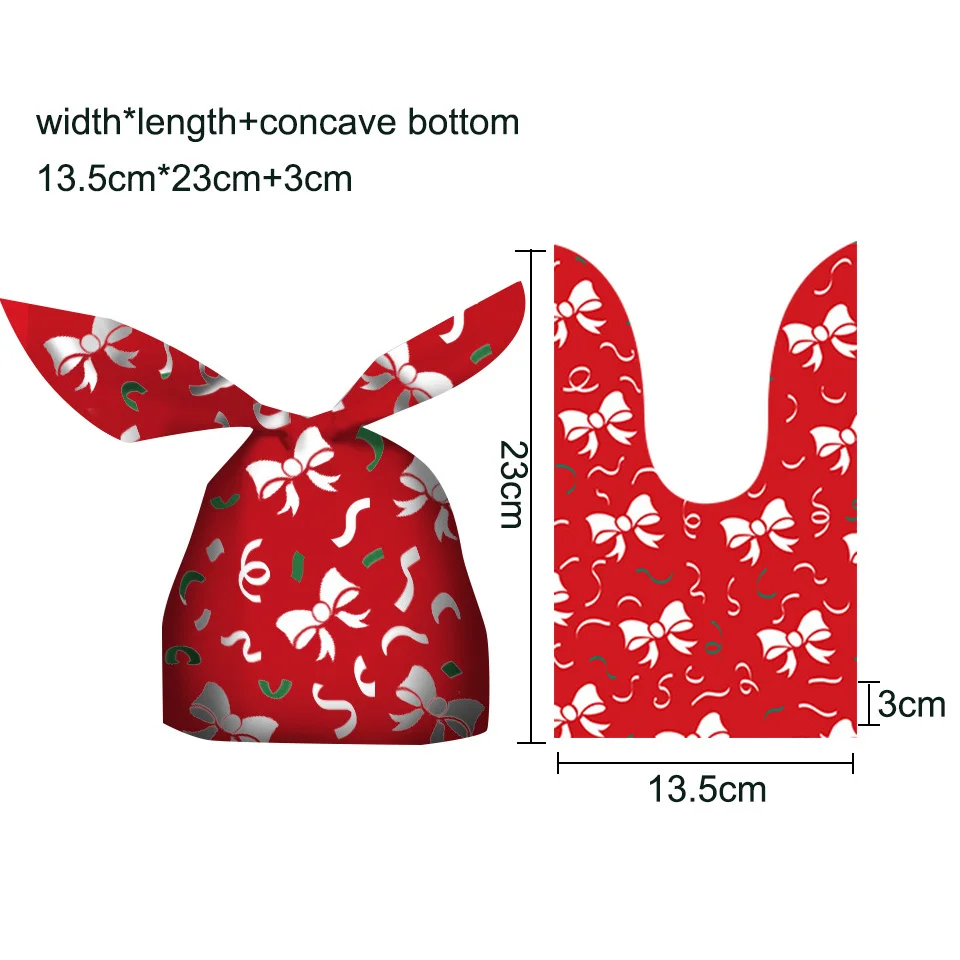 10/20pcs Merry Christmas Rabbit Ear Candy Bags Carton Santa Claus Snowman Cookie Bags For Xmas Noel Gifts Packing Supplies