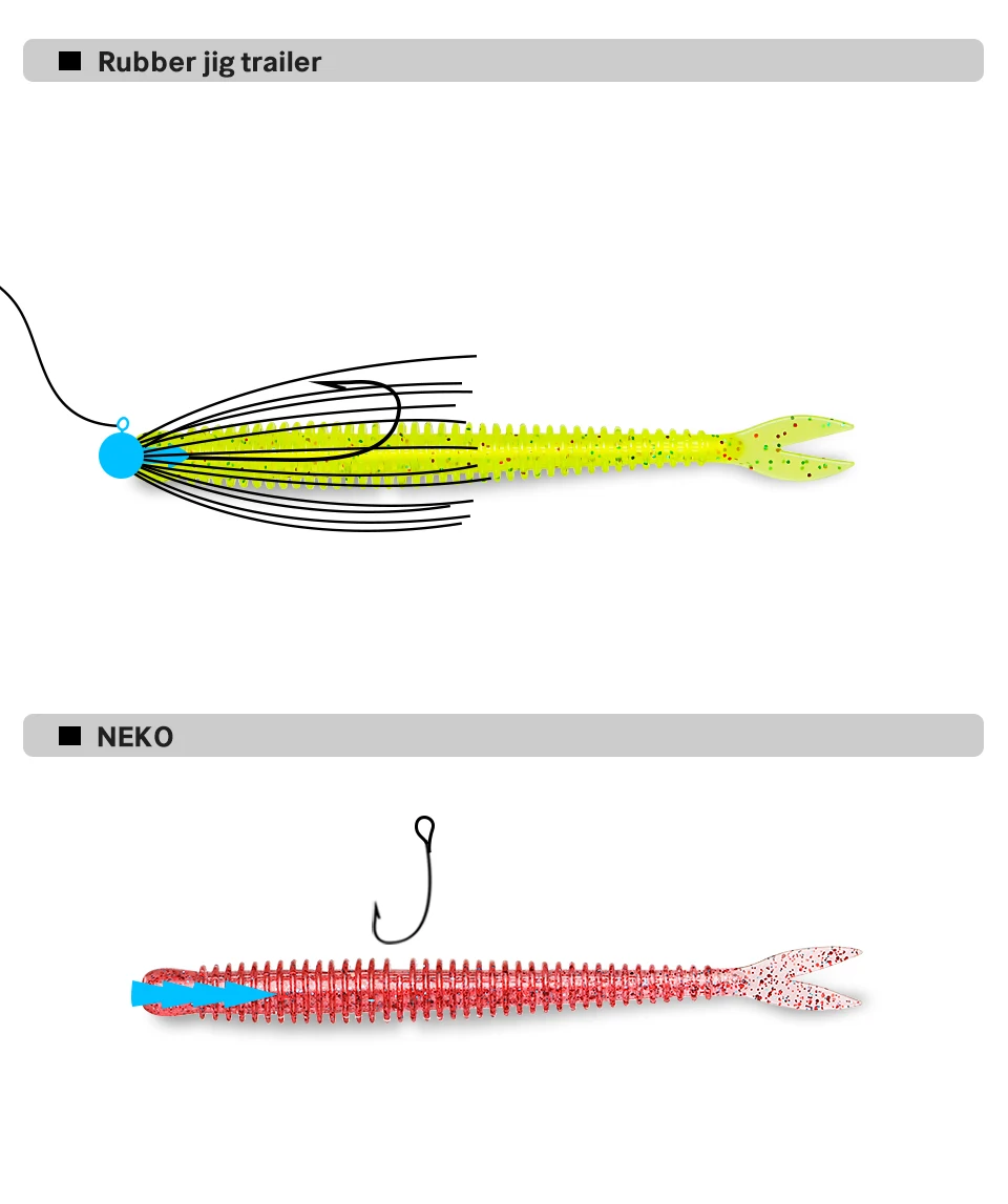 TSURINOYA Soft Bait Fishing Lure FLAME 3.0in 1.8g 18pcs Silicone Worm Bass Pike Light Game Fishing Rig Tackle Swimbait