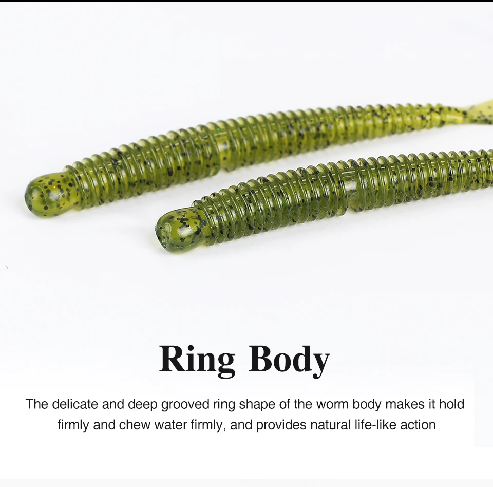TSURINOYA Soft Bait Fishing Lure FLAME 3.0in 1.8g 18pcs Silicone Worm Bass Pike Light Game Fishing Rig Tackle Swimbait