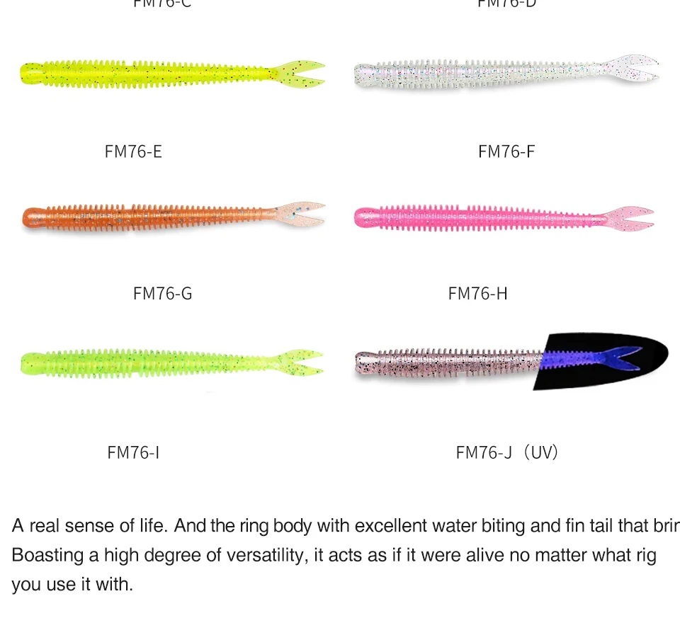 TSURINOYA Soft Bait Fishing Lure FLAME 3.0in 1.8g 18pcs Silicone Worm Bass Pike Light Game Fishing Rig Tackle Swimbait