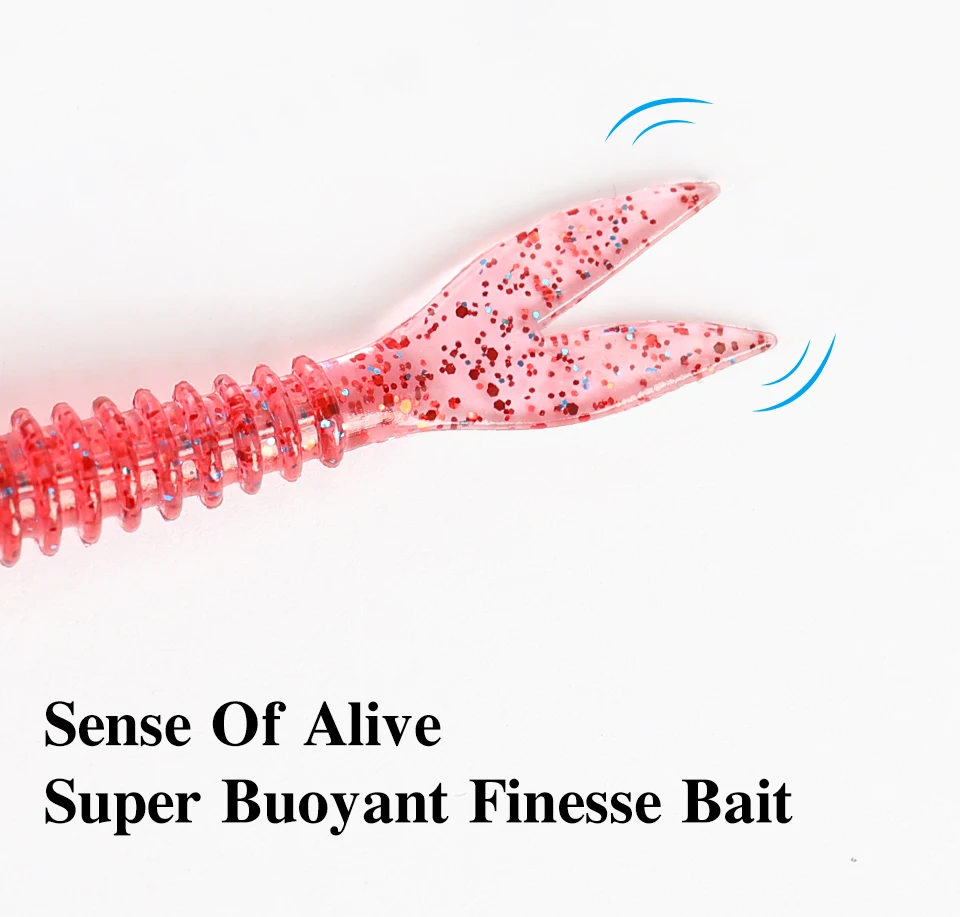 TSURINOYA Soft Bait Fishing Lure FLAME 3.0in 1.8g 18pcs Silicone Worm Bass Pike Light Game Fishing Rig Tackle Swimbait
