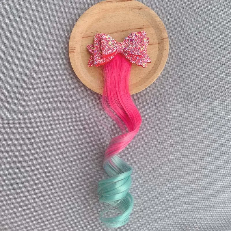 2pcs Kids Unicorn Colorful Wig Hair Pin Children Hair Clips Fake Twist Gradient Braid Headdress Girls Hair Accessories