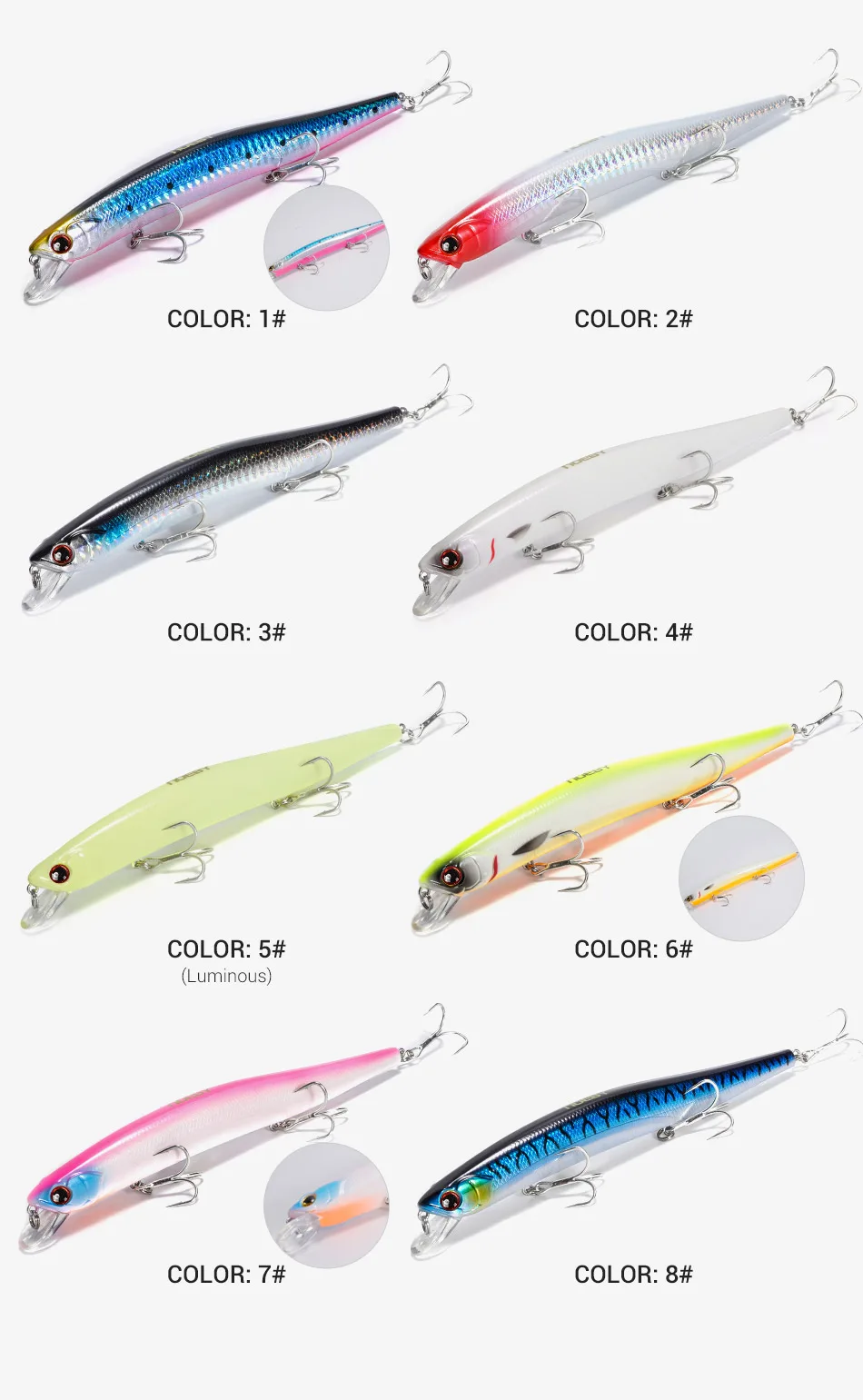NOEBY Slim Lance Minnow 150mm 23g Fishing Lure Floating Wobblers Artificial Hard Bait for Pike Bass Jerkbait Fishing Lures