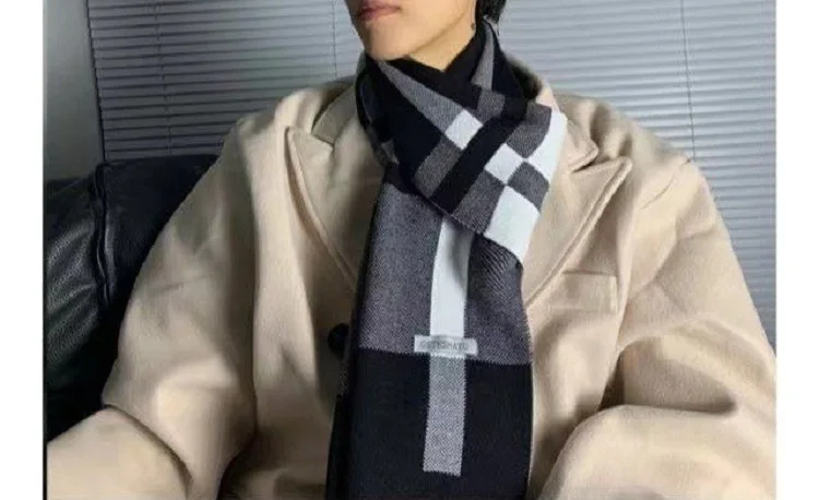 Winter Men Scarf Keep Warm Scarf Casual Fashion Brand Designers Knit Neckerchief Patchwork Wool Cashmere Scarf Shawl Wrap AC2228