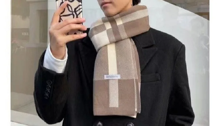 Winter Men Scarf Keep Warm Scarf Casual Fashion Brand Designers Knit Neckerchief Patchwork Wool Cashmere Scarf Shawl Wrap AC2228