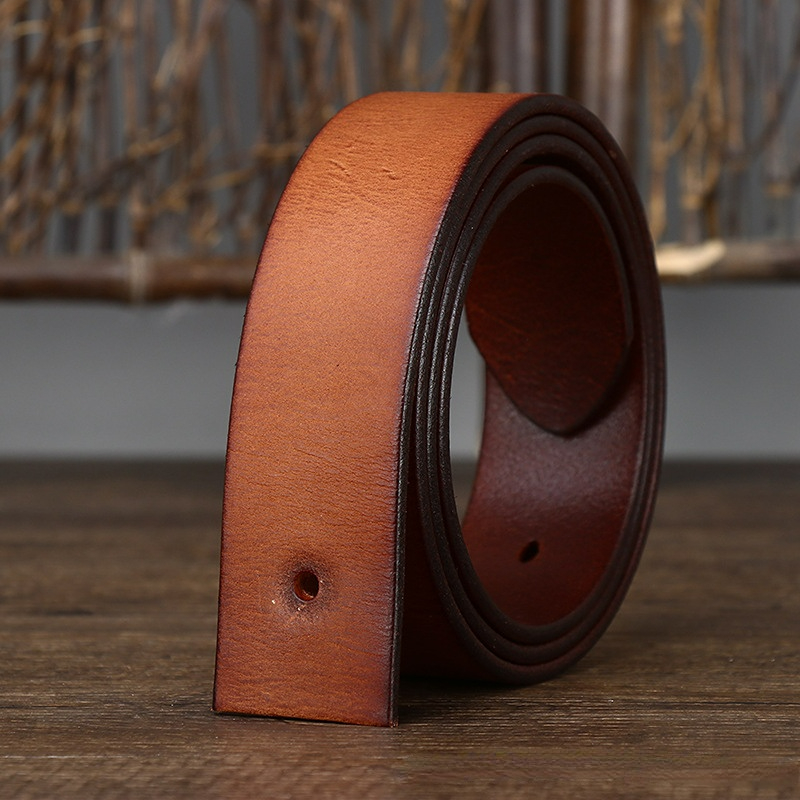 Cowhide Belt for Men Retro Frosted Jeans Accessories Leather Girdle High Quality Needle Buckle Waistband Width 3.8cm No Buckle