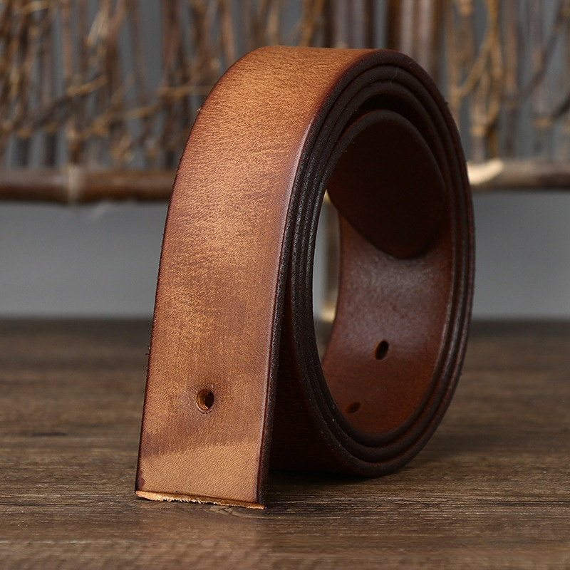 Cowhide Belt for Men Retro Frosted Jeans Accessories Leather Girdle High Quality Needle Buckle Waistband Width 3.8cm No Buckle