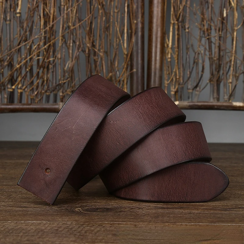 Cowhide Belt for Men Retro Frosted Jeans Accessories Leather Girdle High Quality Needle Buckle Waistband Width 3.8cm No Buckle