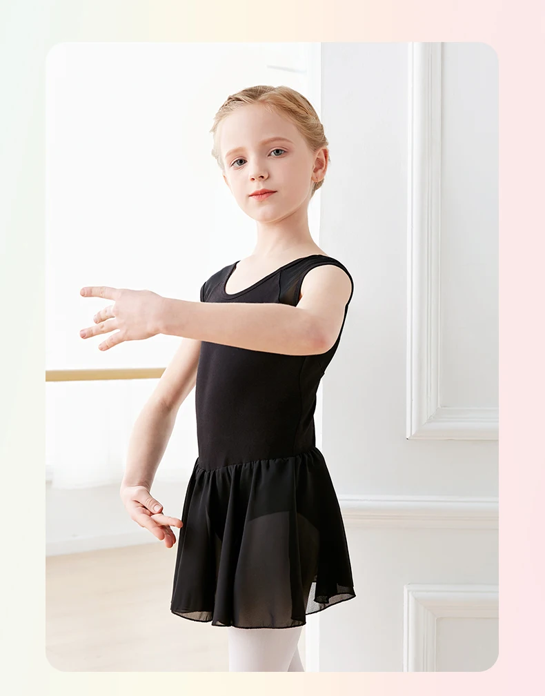 Girls Kids Ballet Dress Mesh Splice Dance Leotards Sleeveless Gymnastics Leotard Ballerina  Ballet Tutu Training Dance Bodysuits