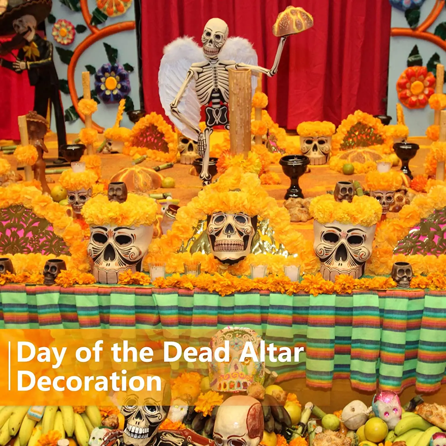 Marigold Flowers Artificial Day of The Dead Flower for Marigold Garland Making, Dia De Los Muertos Decor, Altar Decorations