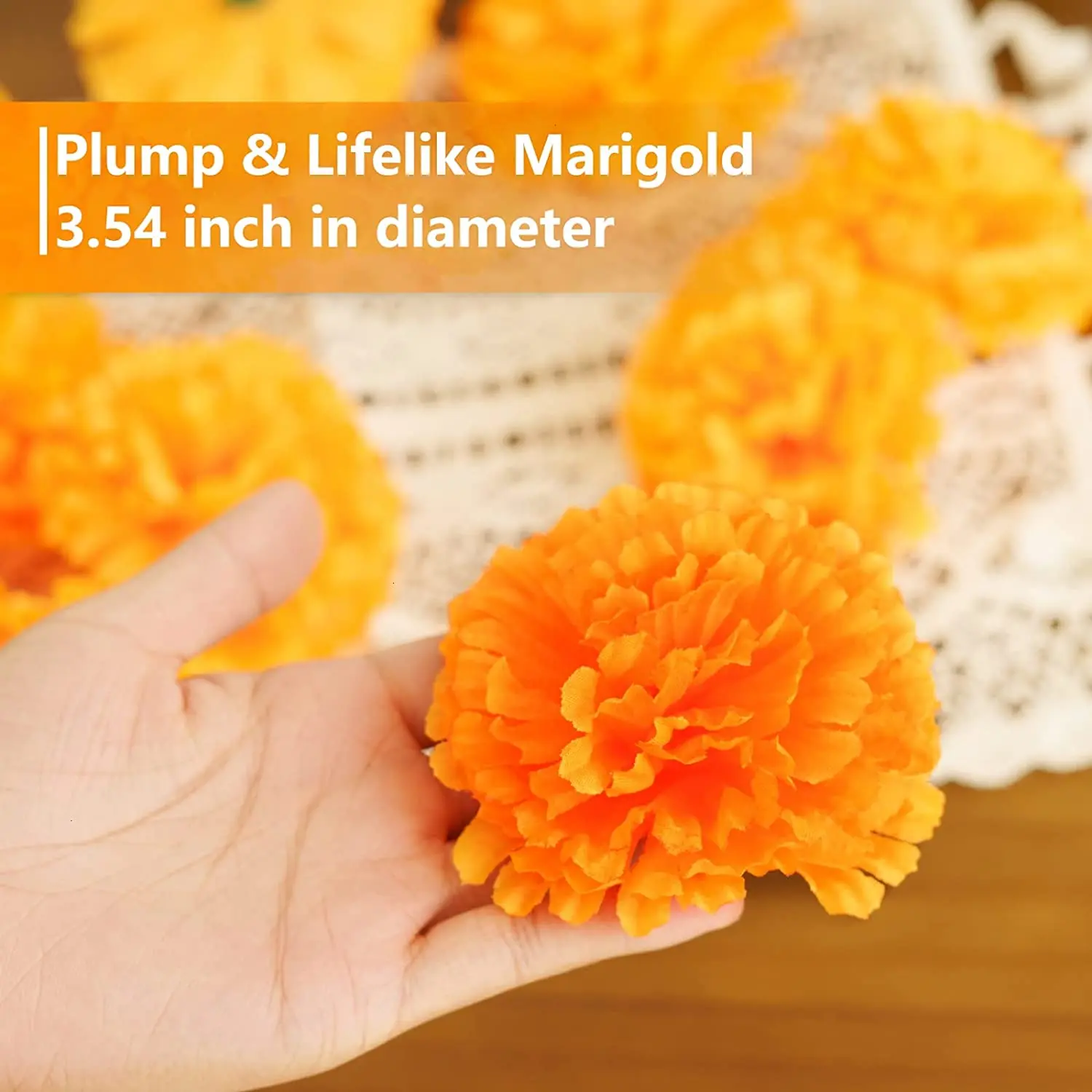 Marigold Flowers Artificial Day of The Dead Flower for Marigold Garland Making, Dia De Los Muertos Decor, Altar Decorations