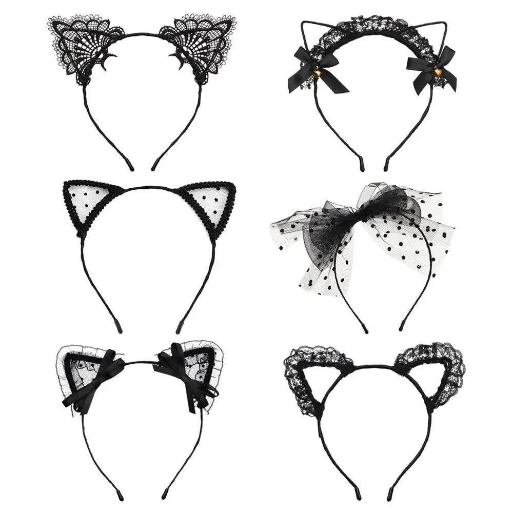 Cute Lace Cat Ears Headband Fancy Dress Hairband Women Girls Cosplay Headwear Masquerade Anime Costume Party Hair Accessories
