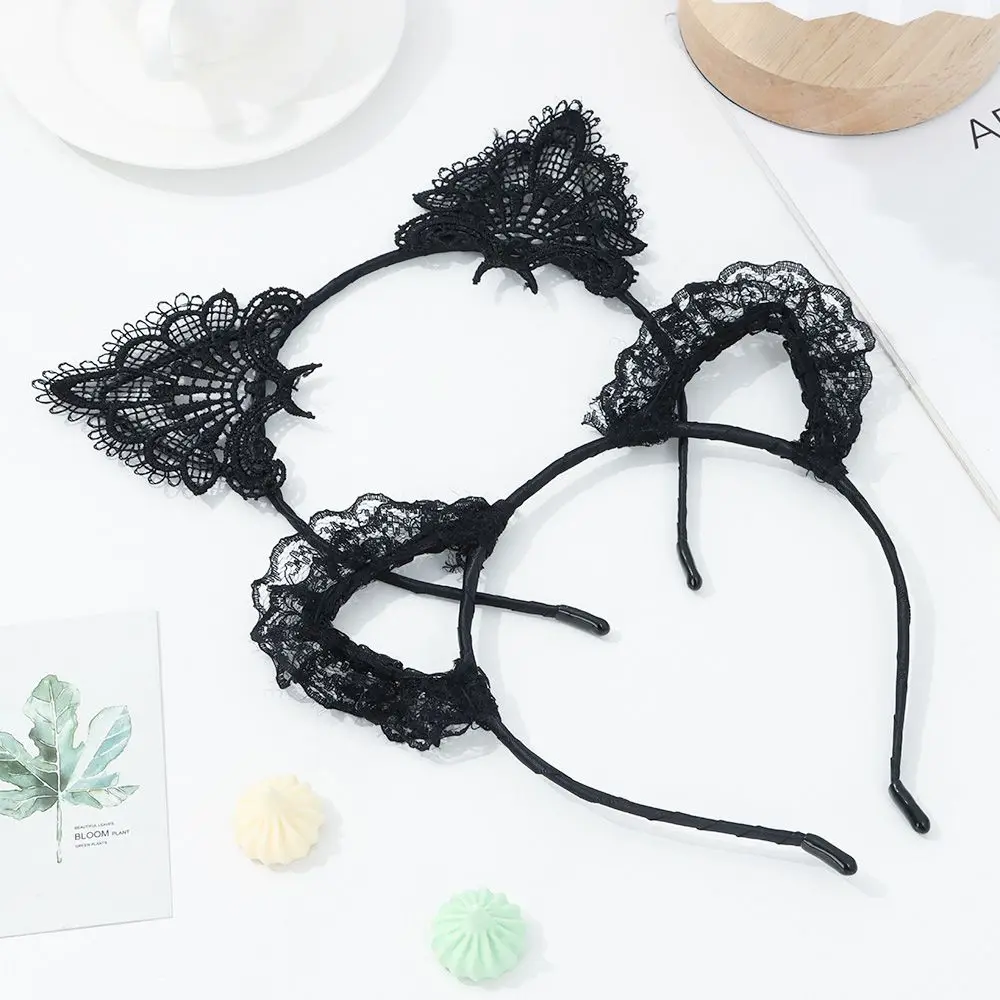 Cute Lace Cat Ears Headband Fancy Dress Hairband Women Girls Cosplay Headwear Masquerade Anime Costume Party Hair Accessories