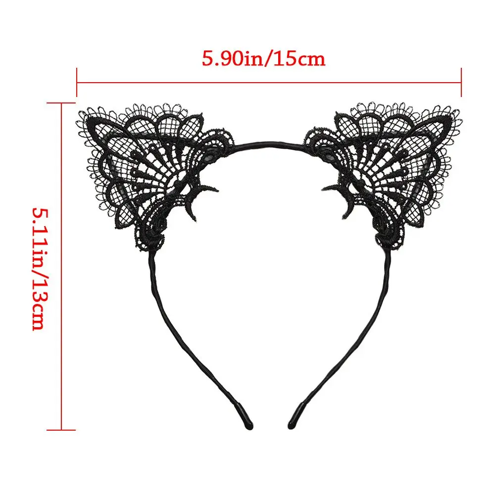 Cute Lace Cat Ears Headband Fancy Dress Hairband Women Girls Cosplay Headwear Masquerade Anime Costume Party Hair Accessories