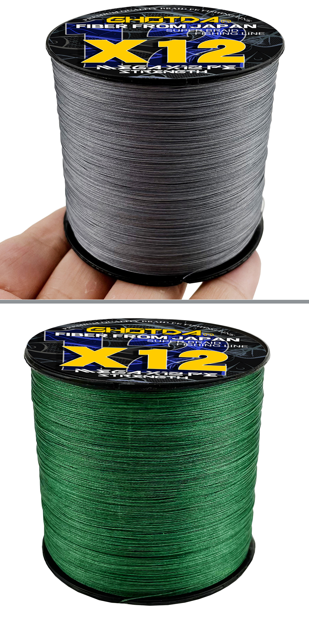 GHOTDA 12 Strands Braided Fishing Lines Fishing Braid Multifilament PE Line for Sea Fishing 25-120Lbs 1000M 500M 300M 100M