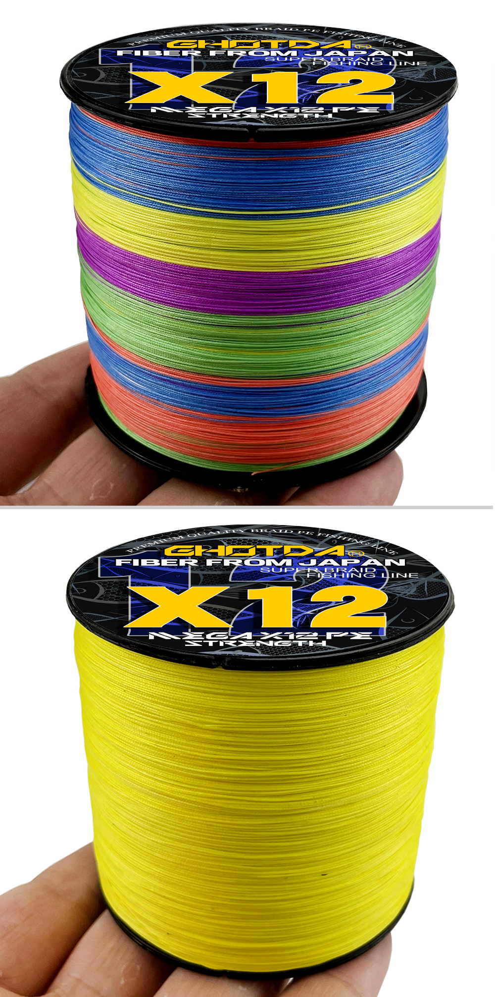 GHOTDA 12 Strands Braided Fishing Lines Fishing Braid Multifilament PE Line for Sea Fishing 25-120Lbs 1000M 500M 300M 100M