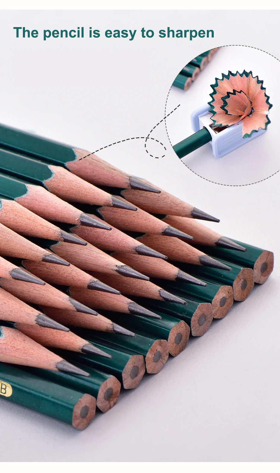 Deli 10pcs/set Wooden Pencil HB 2B 2H Children's Drawing Sketch Examination Pencil Stationery Art Supplies