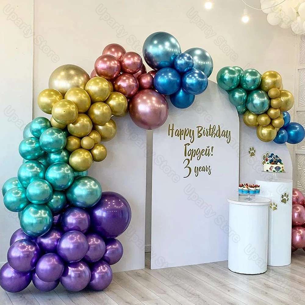 10/20/50pcs Metallic Birthday Balloons Metal Blue Red Chrome Silver Rose Gold Balloons for Party Baby Shower Wedding Decorations