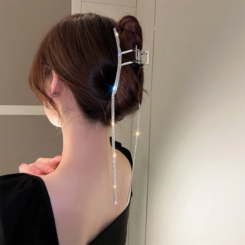 Fashion Snake Crystal Tassel Hair Claw Clips For Women Girls Geometric Metal Hair Crab Hairpins Headwear Hair Accessories