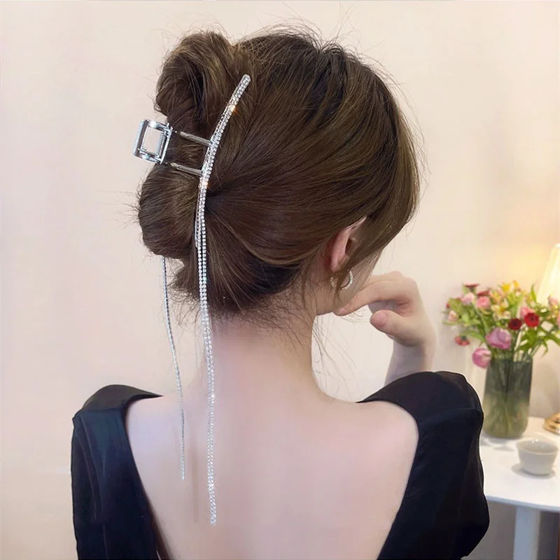 Fashion Snake Crystal Tassel Hair Claw Clips For Women Girls Geometric Metal Hair Crab Hairpins Headwear Hair Accessories