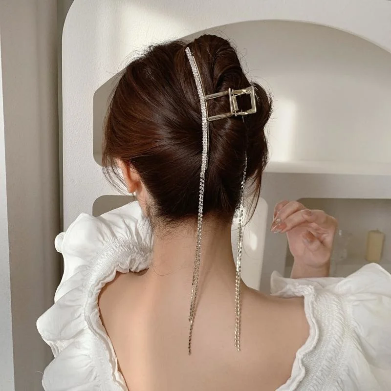 Fashion Snake Crystal Tassel Hair Claw Clips For Women Girls Geometric Metal Hair Crab Hairpins Headwear Hair Accessories
