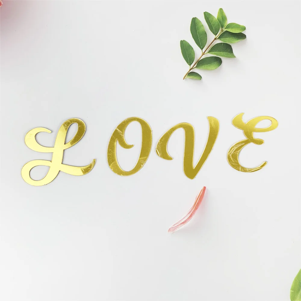 Golden Mirror Acrylic A-Z English Letter Alphabet Cake Decorating for Birthday Party Wedding Dessert DIY Decoration Cake Toppers