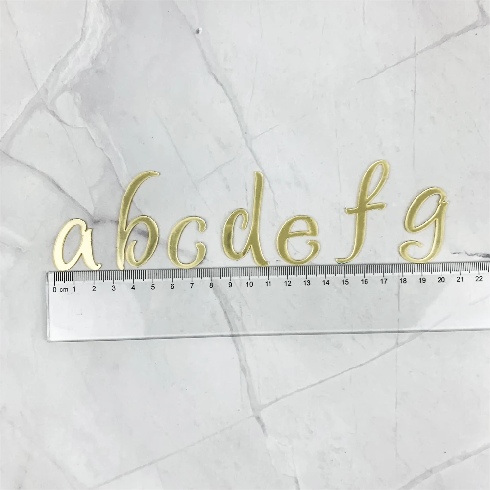 Golden Mirror Acrylic A-Z English Letter Alphabet Cake Decorating for Birthday Party Wedding Dessert DIY Decoration Cake Toppers