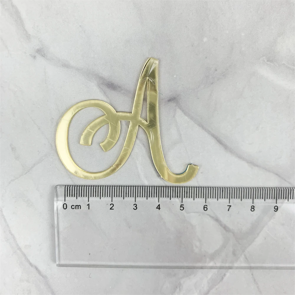 Golden Mirror Acrylic A-Z English Letter Alphabet Cake Decorating for Birthday Party Wedding Dessert DIY Decoration Cake Toppers