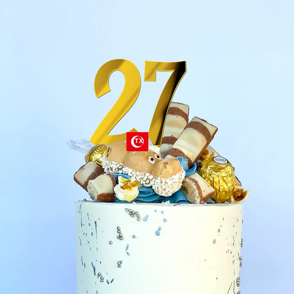 Golden Mirror Acrylic A-Z English Letter Alphabet Cake Decorating for Birthday Party Wedding Dessert DIY Decoration Cake Toppers