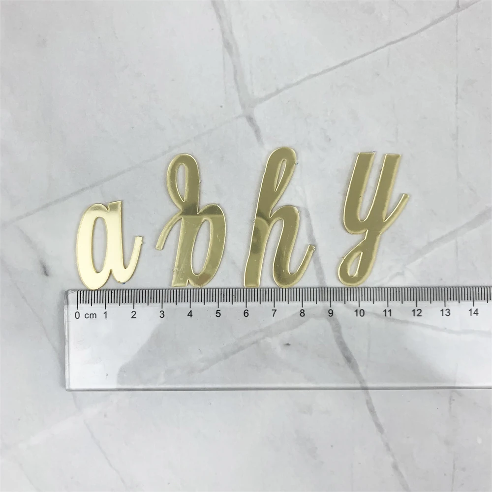 Golden Mirror Acrylic A-Z English Letter Alphabet Cake Decorating for Birthday Party Wedding Dessert DIY Decoration Cake Toppers