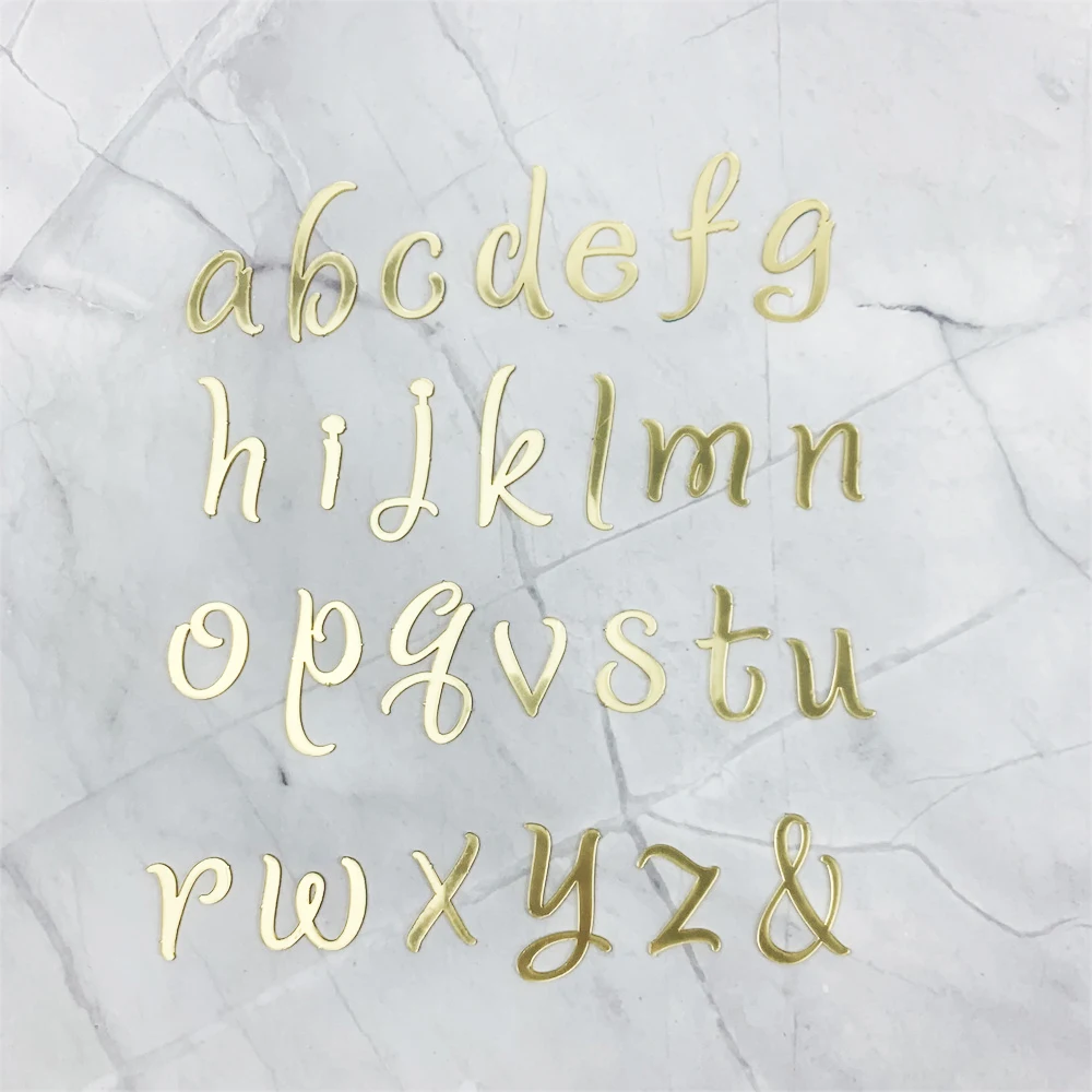 Golden Mirror Acrylic A-Z English Letter Alphabet Cake Decorating for Birthday Party Wedding Dessert DIY Decoration Cake Toppers