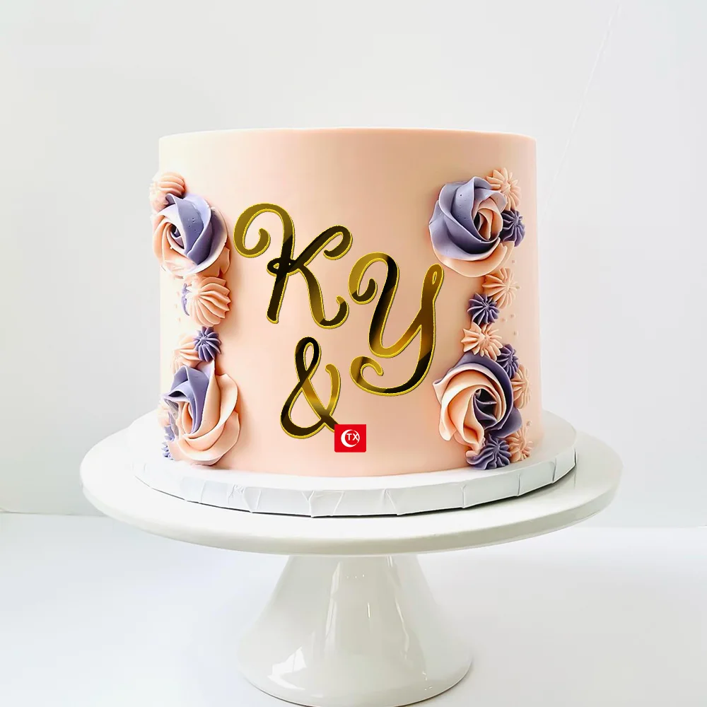 Golden Mirror Acrylic A-Z English Letter Alphabet Cake Decorating for Birthday Party Wedding Dessert DIY Decoration Cake Toppers