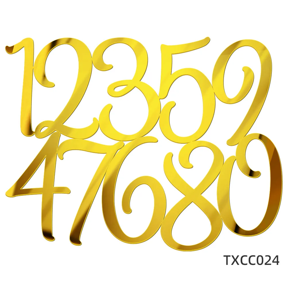 Golden Mirror Acrylic A-Z English Letter Alphabet Cake Decorating for Birthday Party Wedding Dessert DIY Decoration Cake Toppers