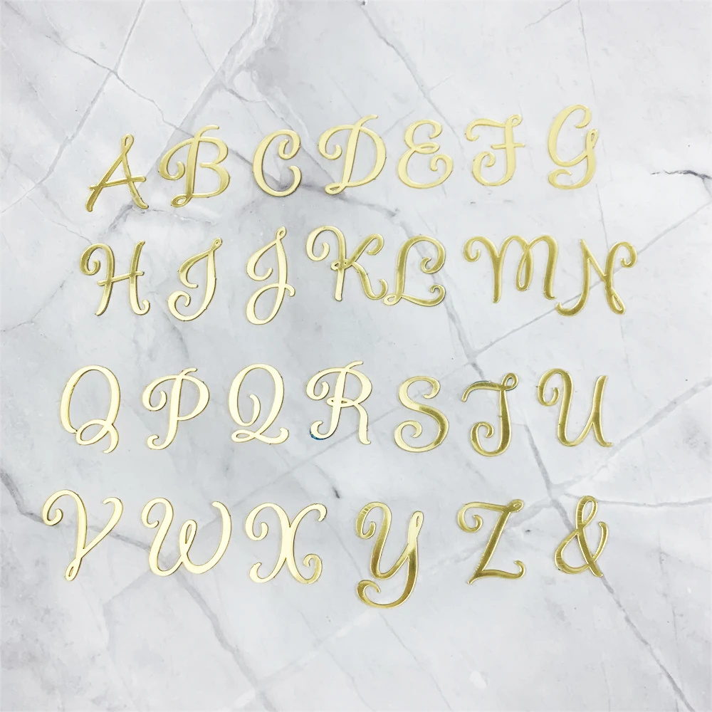 Golden Mirror Acrylic A-Z English Letter Alphabet Cake Decorating for Birthday Party Wedding Dessert DIY Decoration Cake Toppers
