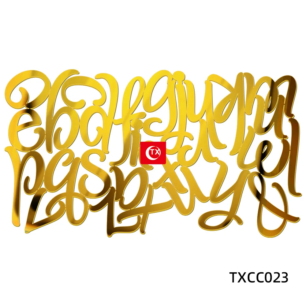 Golden Mirror Acrylic A-Z English Letter Alphabet Cake Decorating for Birthday Party Wedding Dessert DIY Decoration Cake Toppers