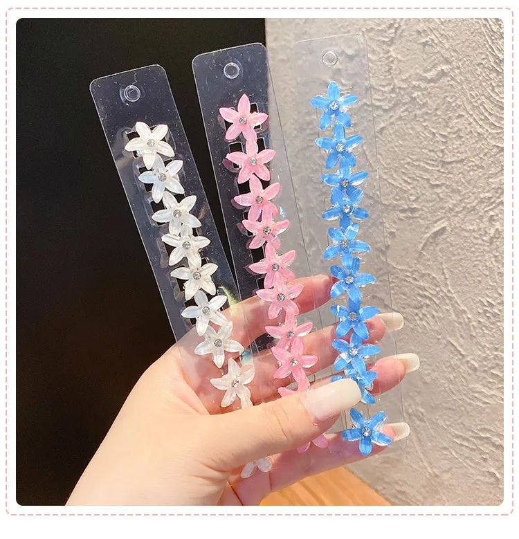 10PCS/Set Hair Clip Braided Hair Small Flower Hair Buttons Hairpin Girl Cute Headdress Girl Mini Hair Claw Hair Accessories