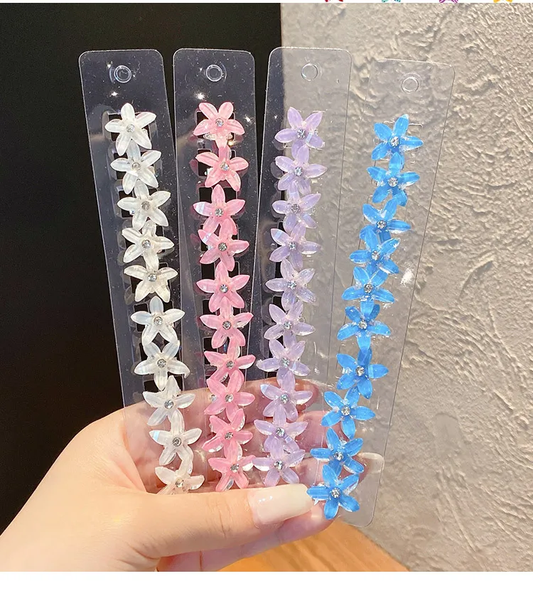 10PCS/Set Hair Clip Braided Hair Small Flower Hair Buttons Hairpin Girl Cute Headdress Girl Mini Hair Claw Hair Accessories