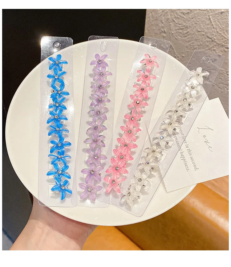 10PCS/Set Hair Clip Braided Hair Small Flower Hair Buttons Hairpin Girl Cute Headdress Girl Mini Hair Claw Hair Accessories