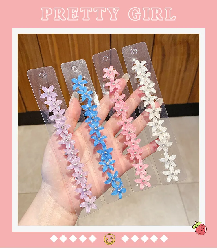 10PCS/Set Hair Clip Braided Hair Small Flower Hair Buttons Hairpin Girl Cute Headdress Girl Mini Hair Claw Hair Accessories