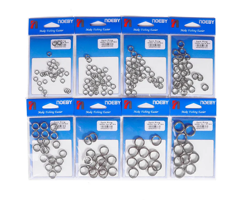 Noeby-Stainless Steel Split Rings, Heavy Duty Fishing, Double Ring Connector, Hook Snap, Swivel for Sea Fishing, Accessories