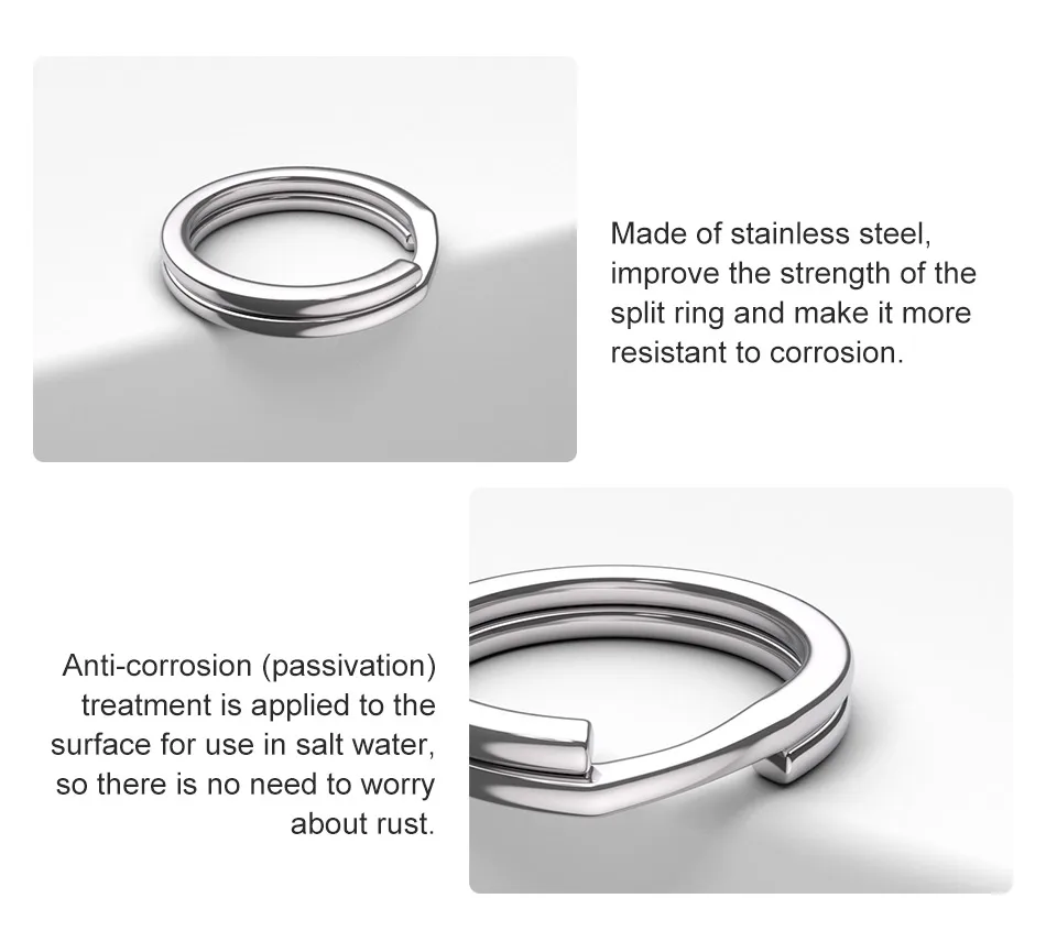 Noeby-Stainless Steel Split Rings, Heavy Duty Fishing, Double Ring Connector, Hook Snap, Swivel for Sea Fishing, Accessories