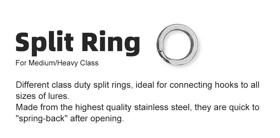 Noeby-Stainless Steel Split Rings, Heavy Duty Fishing, Double Ring Connector, Hook Snap, Swivel for Sea Fishing, Accessories