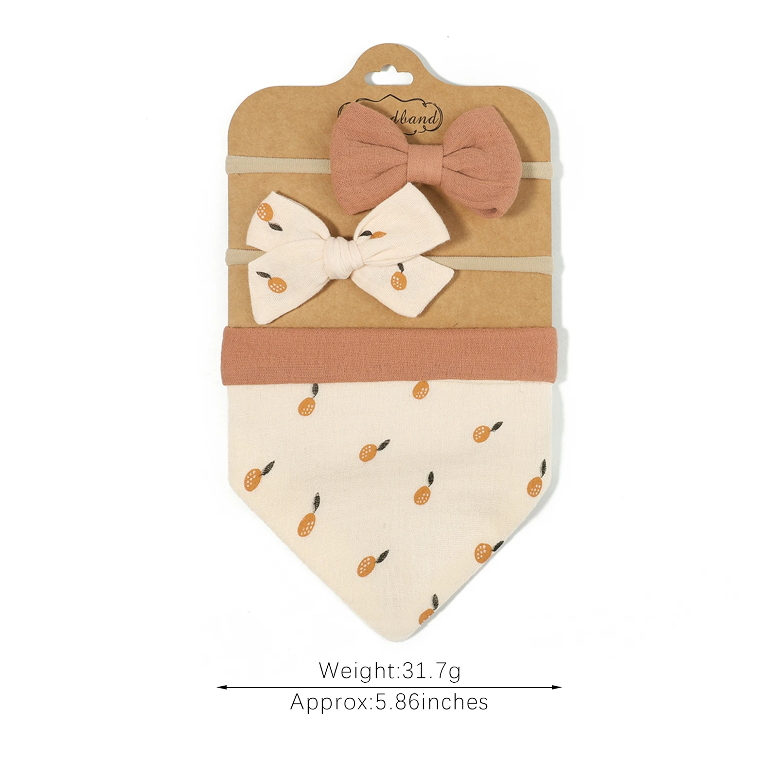 3Pcs/Set Muslin Cotton Baby Bib Newborn Bows Headband Triangle Print Saliva Towel Infant Boy Girl Feeding Burp Cloth Shower Gift
