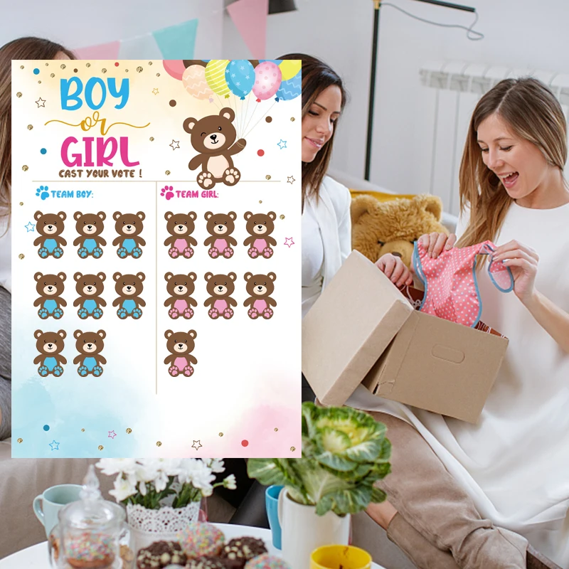 Boy or Girl Gender Reveal Voting Game Poster Board with Stickers Baby Gender Reveal Party Decoration Baby Shower Supplies